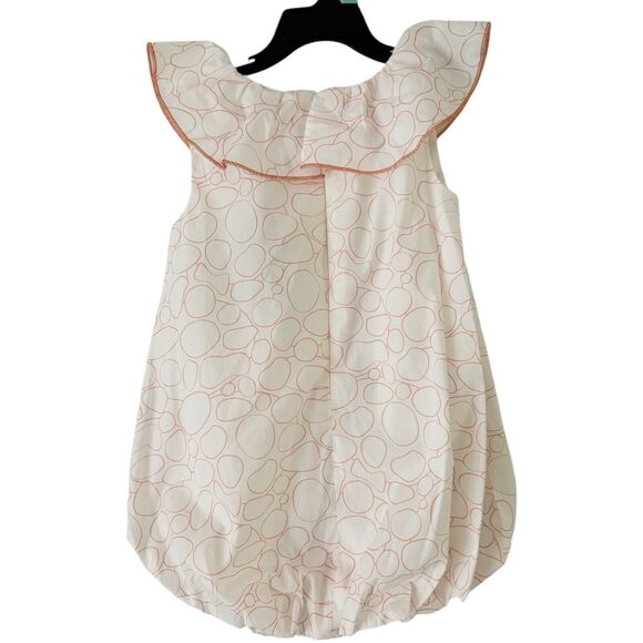 NWT Coco Au Lait White Orange Circle Ballon Skirt Dress Ruffle Neckline Size 3Y - Picture 2 of 6
